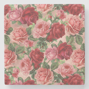 Chic Elegant roze roze rozen Floral Stenen Onderzetter