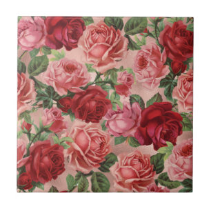 Chic Elegant  roze roze rozen Floral Tegeltje