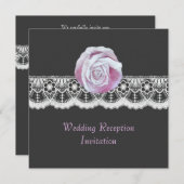 Chic elegant rozen lace bruiloft receptie uitnodig kaart (Voorkant / Achterkant)