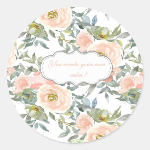 Chic Elegant Rozen, Motivatie Bericht Ronde Sticker