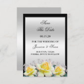 Chic Elegant Rozen Silver Wedding Save The Date (Voorkant / Achterkant)