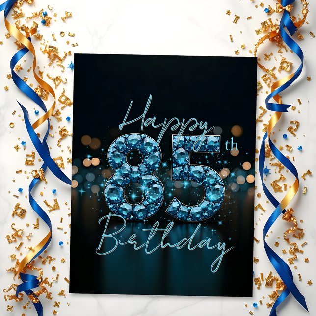 Chic Elegant Saffier Blauw en Zwart 85ste Verjaard
