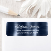 Chic Elegant Script Metallic Blue Navy Étiquette (En situation)