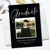 Chic Elegant Script Photo Graduation Faire-part