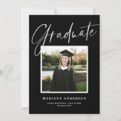Chic Elegant Script Photo Graduation Faire-part (Devant)