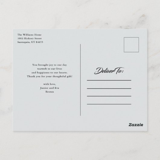 Chic Elegant Script Trouwdag Aangepaste Foto Dank  Briefkaart (Achterkant)