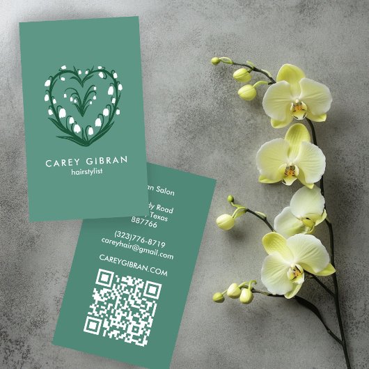 Chic Elegant Snowdrop Lily Line Tekening CUSTOM QR Visitekaartje