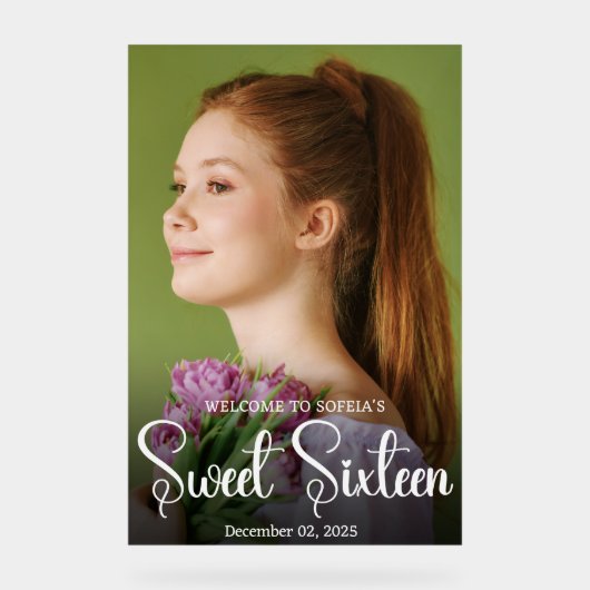 Chic Elegant Sweet sixteen de script blanc photo A (Recto)