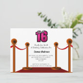 Chic Elegant Tapis Rouge Sweet 16 Party Invitation (Debout devant)