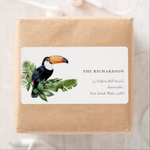 Chic Elegant Tropical Rainforest Toucan-adres Etiket