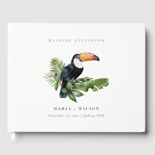 Chic Elegant Tropical Rainforest Toucan Wedding Gastenboek (Voorkant)