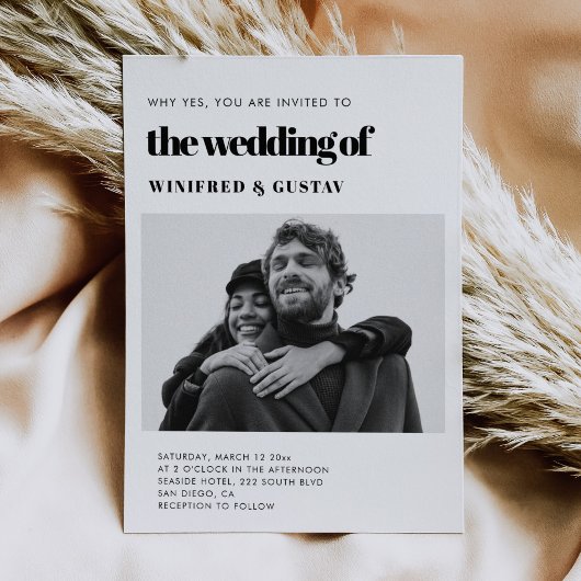 Chic elegant trouwfoto kaart