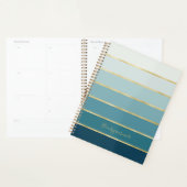 Chic Elegant Turquoise Gradient Gold Stripes (Devant avec enveloppe)