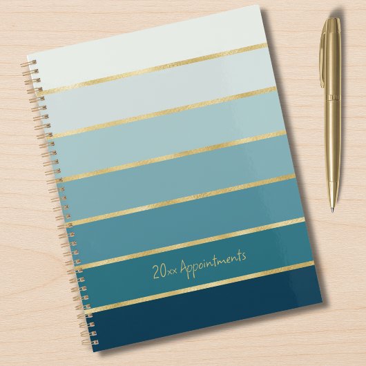 Chic Elegant Turquoise Gradient Gold Stripes