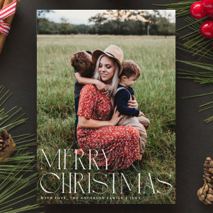 Chic Elegant Typografie Vrolijk Kerstfeest Eén Fot Feestdagenkaart