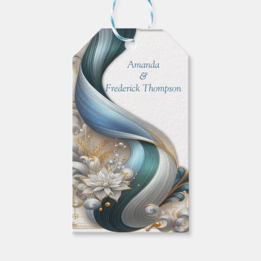 Chic Elegant Wervelt in Goud, Zilver, Blauw, Geel Cadeaulabel (Voorkant)