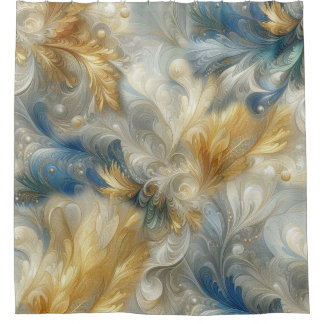 Chic Elegant Wervelt in Goud, Zilver, Blauw, Geel Douchegordijn