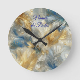 Chic Elegant Wervelt in Goud, Zilver, Blauw, Geel Ronde Klok