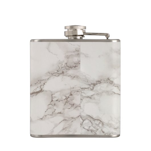 Chic Elegant White en Black Marble Pattern Heupfles (Achterkant)