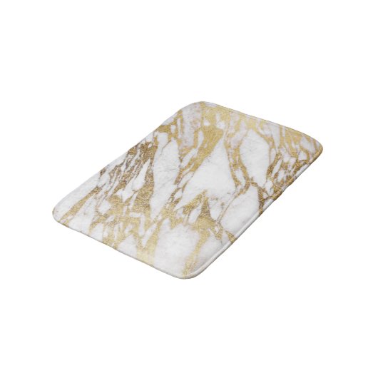 Chic Elegant White en Gold Marble Pattern Badmat (Gekanteld)