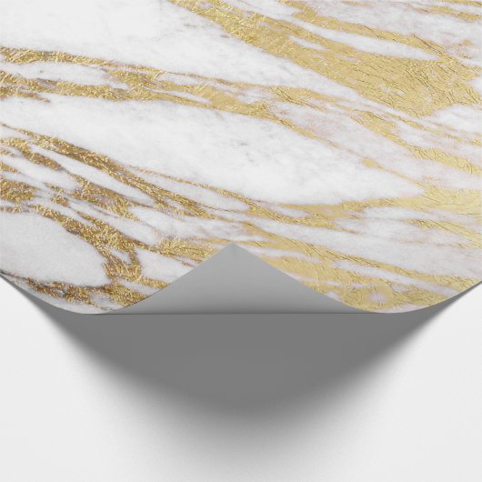Chic Elegant White en Gold Marble Pattern Cadeaupapier (Hoek)