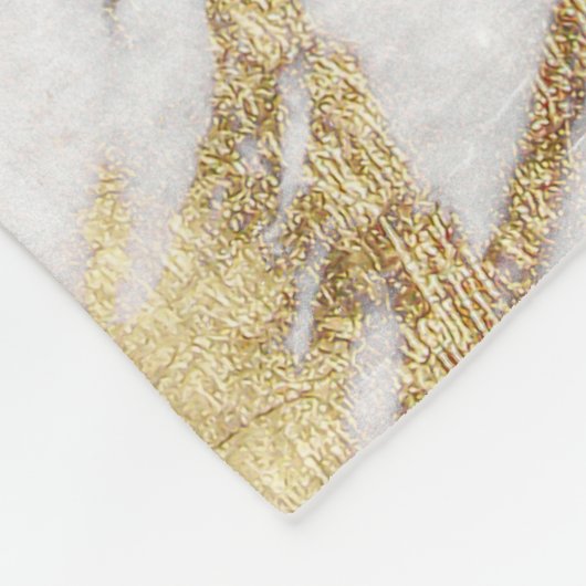 Chic Elegant White en Gold Marble Pattern Fleece Deken (Hoek)