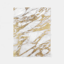 Chic Elegant White en Gold Marble Pattern Fleece Deken