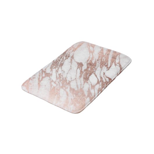Chic Elegant White en Roos Gold Marble Pattern Badmat (Gekanteld)