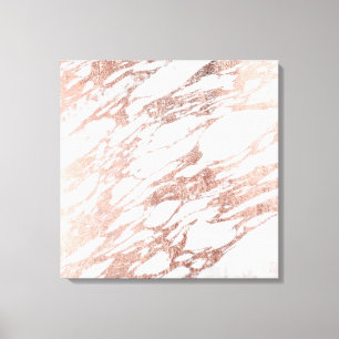 Chic Elegant White en Roos Gold Marble Pattern Canvas Afdruk