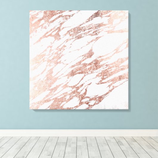 Chic Elegant White en Roos Gold Marble Pattern Canvas Afdruk (Insitu (Houten vloer))