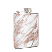 Chic Elegant White en Roos Gold Marble Pattern Heupfles (Rechts)