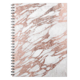 Chic Elegant White en Roos Gold Marble Pattern Notitieboek