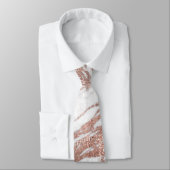 Chic Elegant White en Roos Gold Marble Pattern Stropdas (Gebonden)