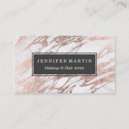 Chic Elegant White en Roos Gold Marble Pattern Visitekaartje