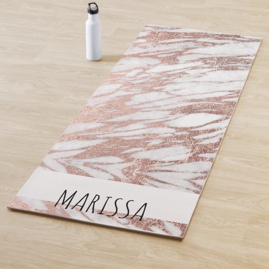 Chic Elegant White en Roos Gold Marble Pattern Yogamat (In situ)
