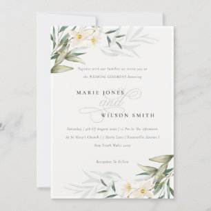 Chic Elegant White Greenery Floral Wedding Invite Bedankkaart