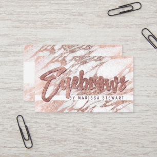 Chic Elegant White Rose Gold Marble Eyebrows Visitekaartje