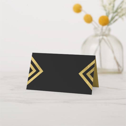 Chic Elegant Zwart en Faux Goud Geometrisch (Voorkant)