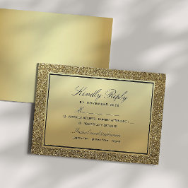 Chic Elegant Zwart en Goud Trouwen RSVP Kaartje