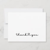 Chic Elegant Zwart Wit Script Hart Bedankkaart (Voorkant)