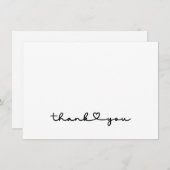 Chic Elegant Zwart Wit Script Hart Bedankkaart (Voorkant / Achterkant)