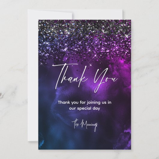 Chic elegante blauw paarse marmeren kunst dank u kaart (Voorkant)