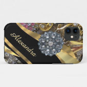 Chic elegante gouden strass bling gepersonaliseerd Case-Mate iPhone case (Achterkant (horizontaal))