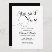 Chic Elle Dit Oui Engagement Partie Invitation (Devant / Derrière)