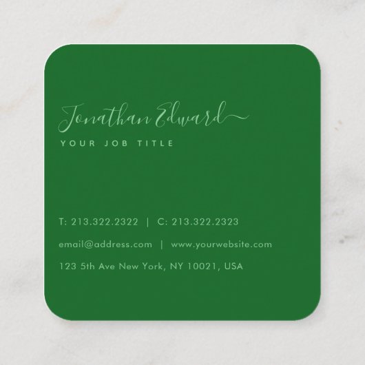 Chic Emerald American Bald Eagle Abstract Monogram Vierkante Visitekaartje (Achterkant)