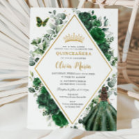 Chic Emerald Green Floral Princess Quinceañera