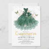Chic Emerald Green Gold Quinceañera Princess Gown Kaart (Voorkant)