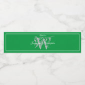 Chic Emerald Green Monogram Names Cute Wedding Waterfles Etiket (Enkel label)