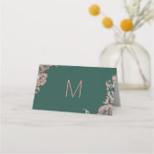 Chic Emerald Green Rose or Floral Cartes de Place (Dos)