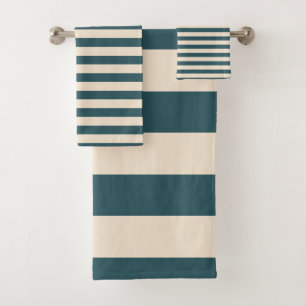 Chic Emerald Off-White Striped patroon Bad Handdoek